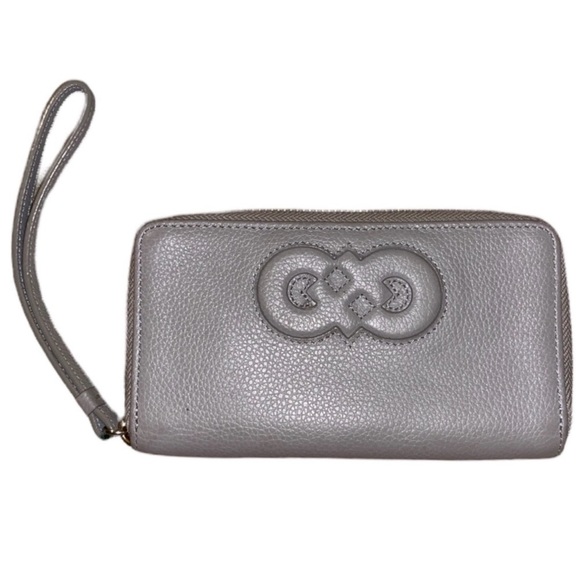 Cole Haan Gray Leather Wristlet Clutch - Picture 1 of 9